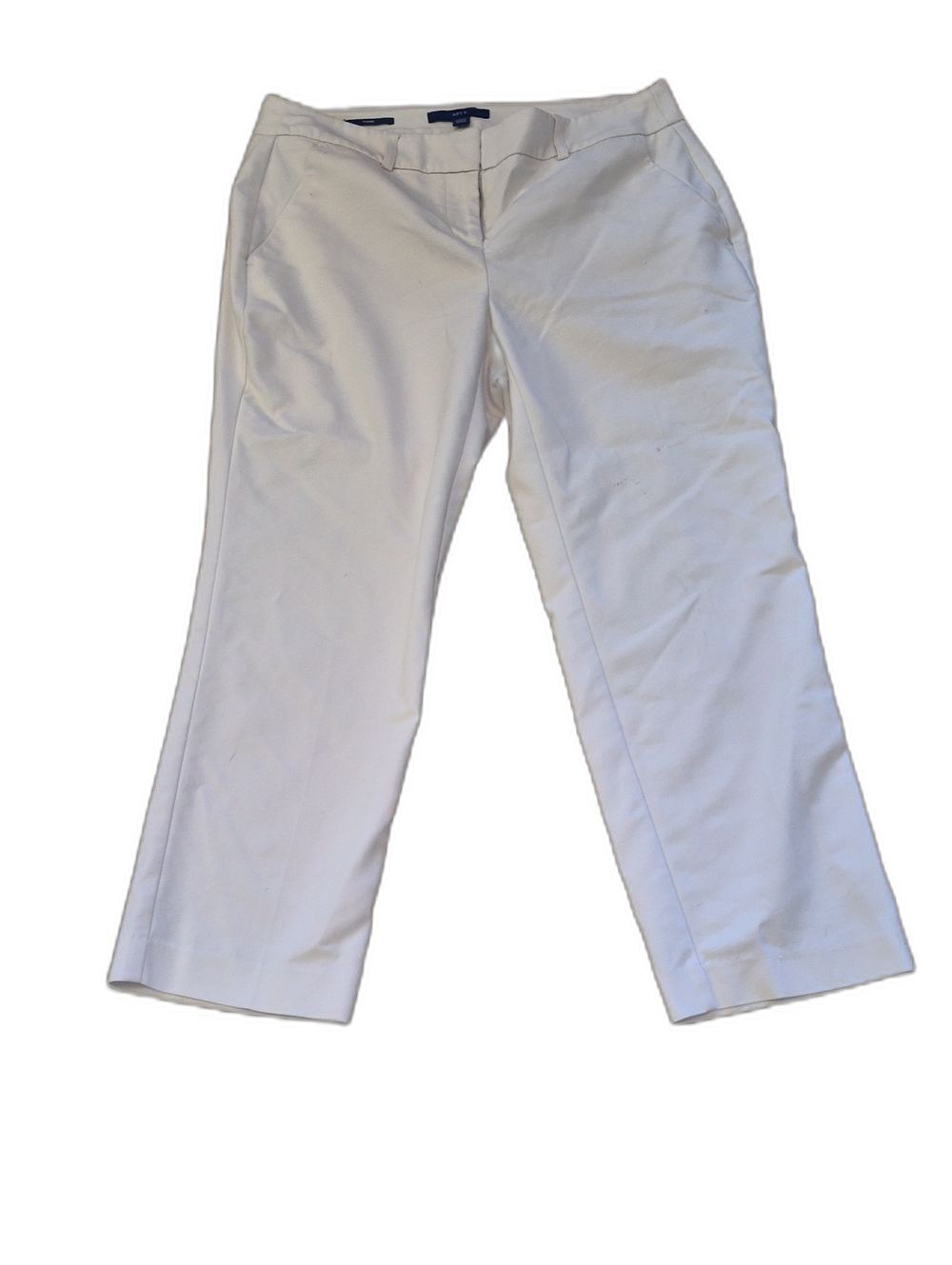 Apt. 9 Womens 10P White Cropped Pants Petite Straight Leg Capri Stretch Trousers